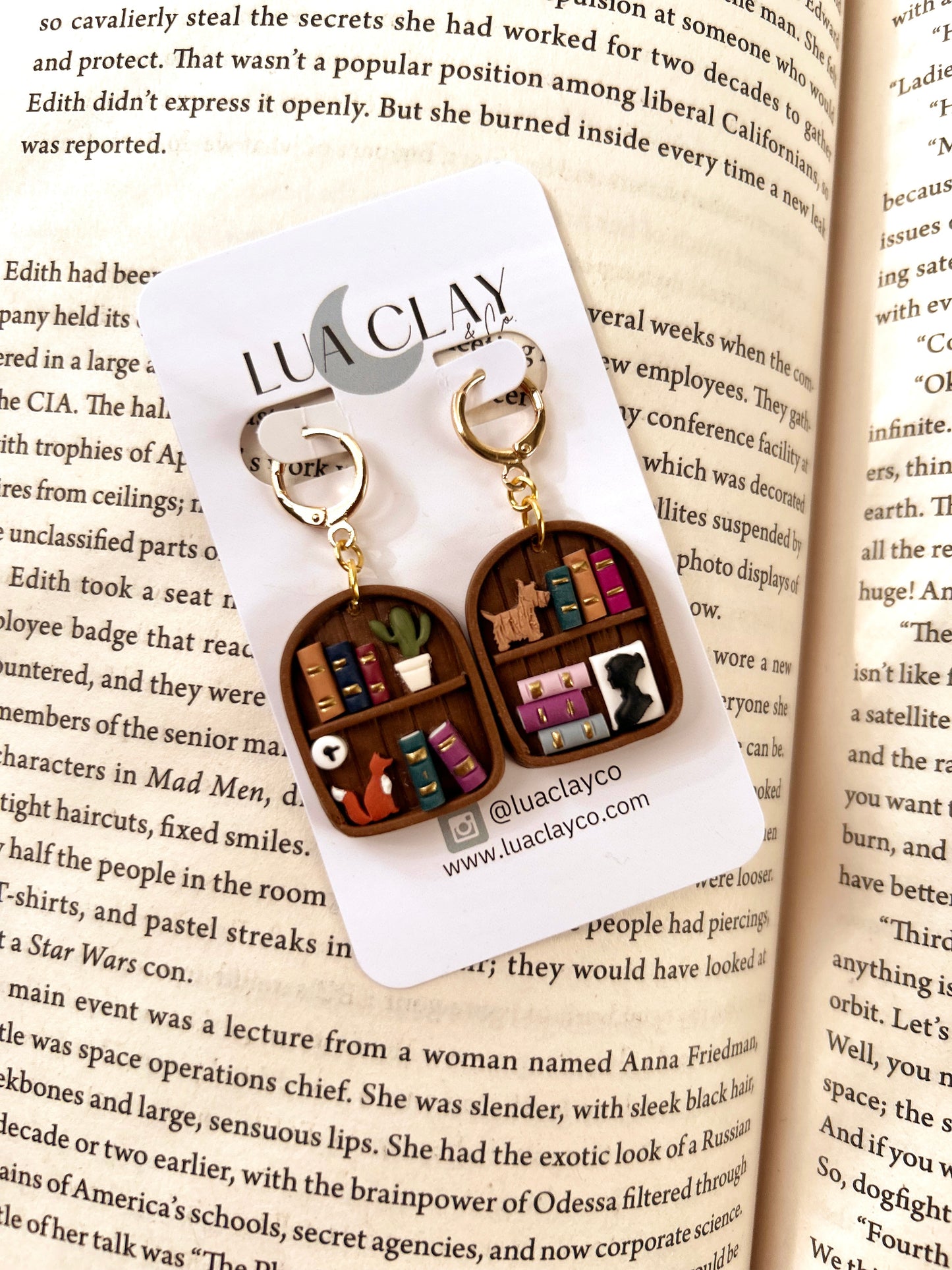 Tiny Treasures Bookshelf Earrings