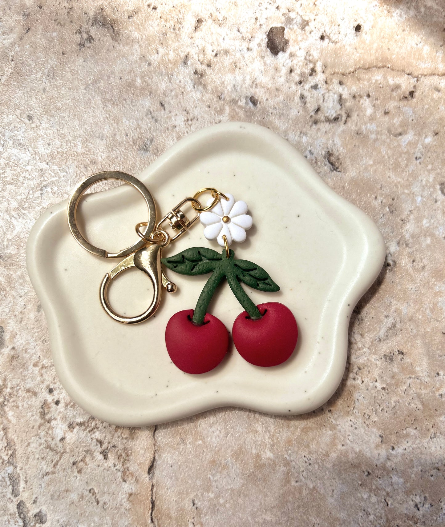 Daisy Cherries Keychain